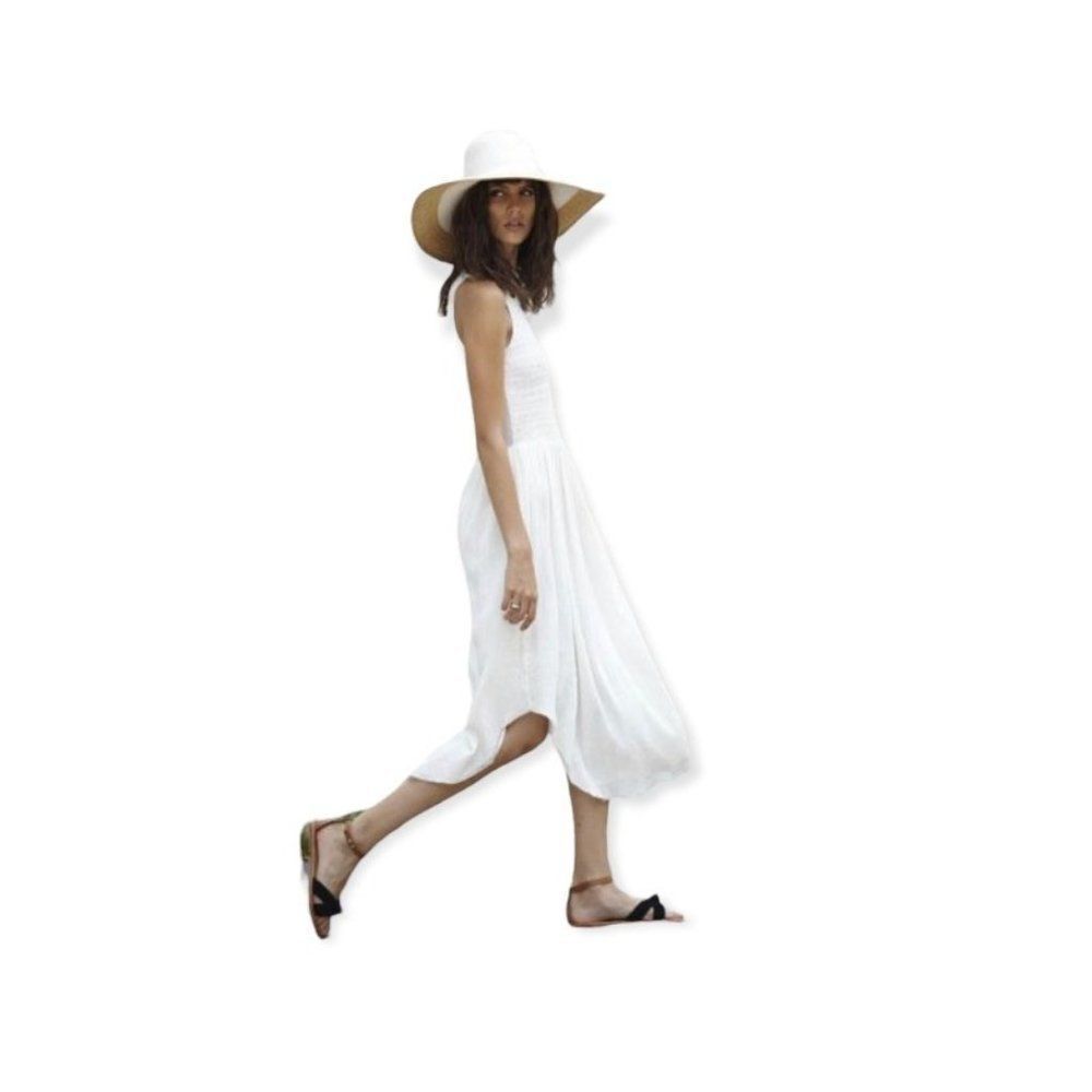 ULLA JOHNSON Smocked Gauze Cowrie Dress Size 4